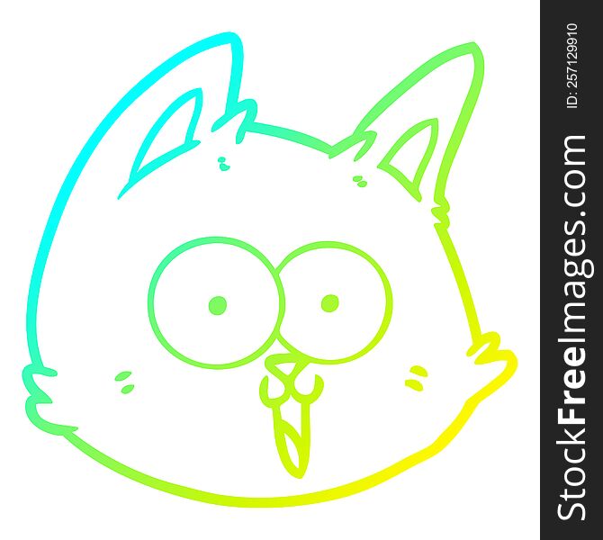 Cold Gradient Line Drawing Cartoon Cat Face