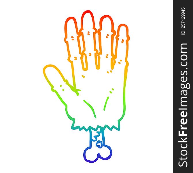 Rainbow Gradient Line Drawing Cartoon Zombie Hand