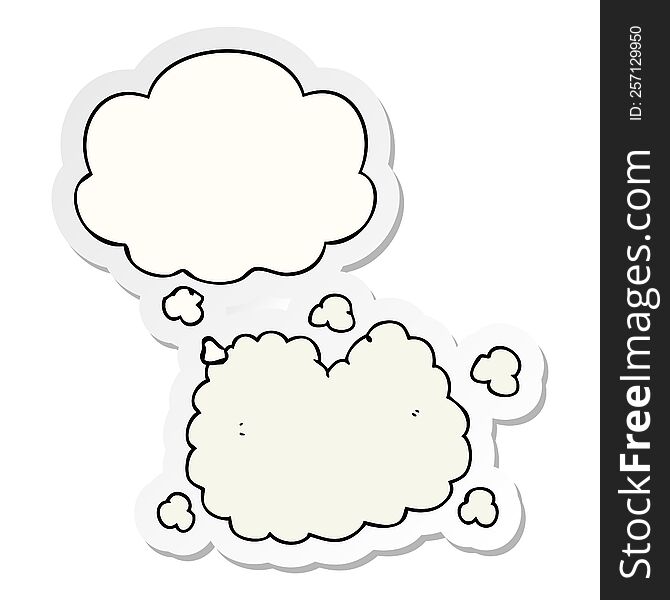 cartoon smoke cloud with thought bubble as a printed sticker