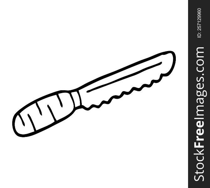 line drawing cartoon bread knife