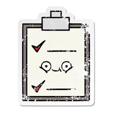 Distressed Sticker Of A Cute Cartoon Check List Royalty Free Stock Photos