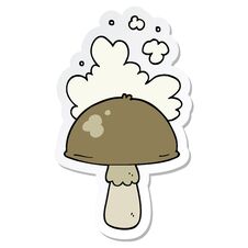 Free Sticker Of A Cartoon Mushroom With Spore Cloud Stock Images - 257132424