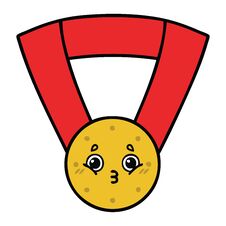 Cute Cartoon Gold Medal Stock Image