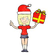 Cartoon Woman With Gifts Royalty Free Stock Image