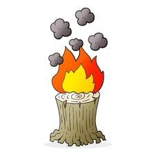 Free Cartoon Burning Tree Stump Stock Photo - 257137020