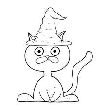 Black And White Cartoon Halloween Cat Royalty Free Stock Images