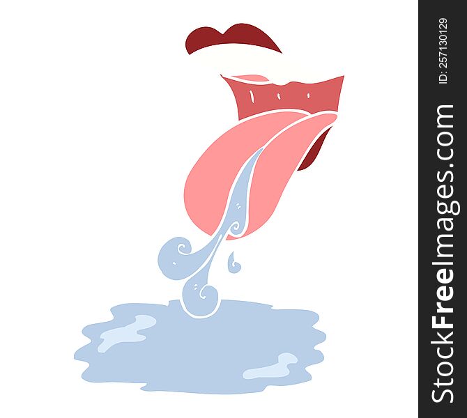 flat color illustration of mouth drooling. flat color illustration of mouth drooling