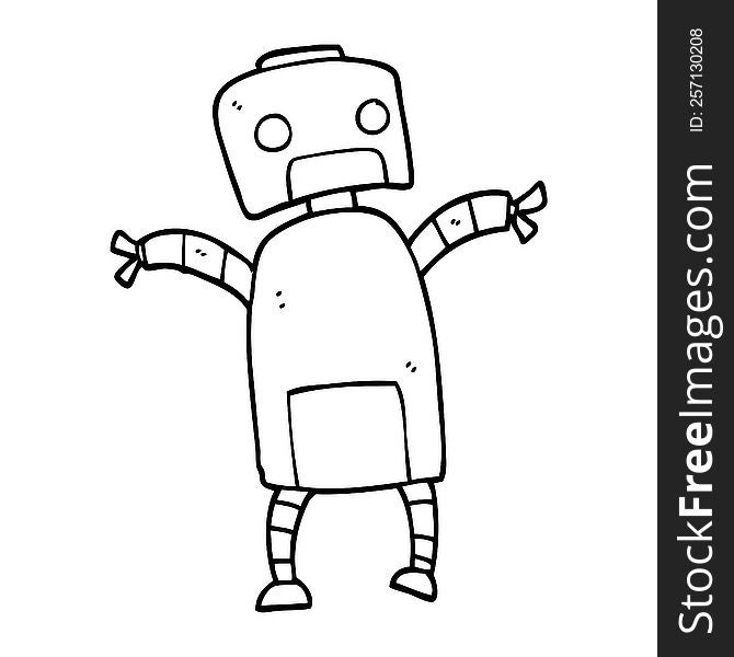 Line Drawing Cartoon Robot Dancing