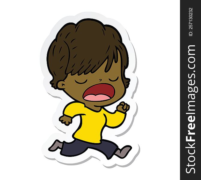 sticker of a cartoon woman talking