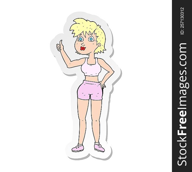 Sticker Of A Cartoon Happy Gym Woman