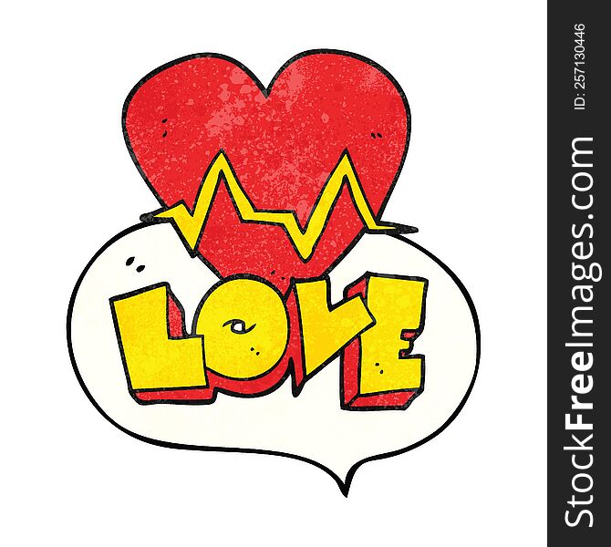 freehand speech bubble textured cartoon heart rate pulse love symbol