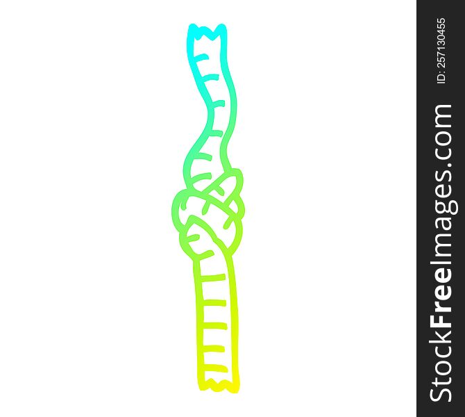 cold gradient line drawing of a cartoon knotted rope