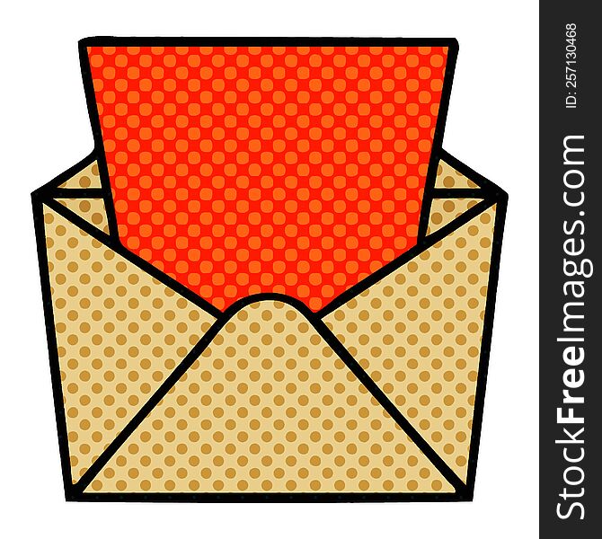 comic book style quirky cartoon letter and envelope. comic book style quirky cartoon letter and envelope