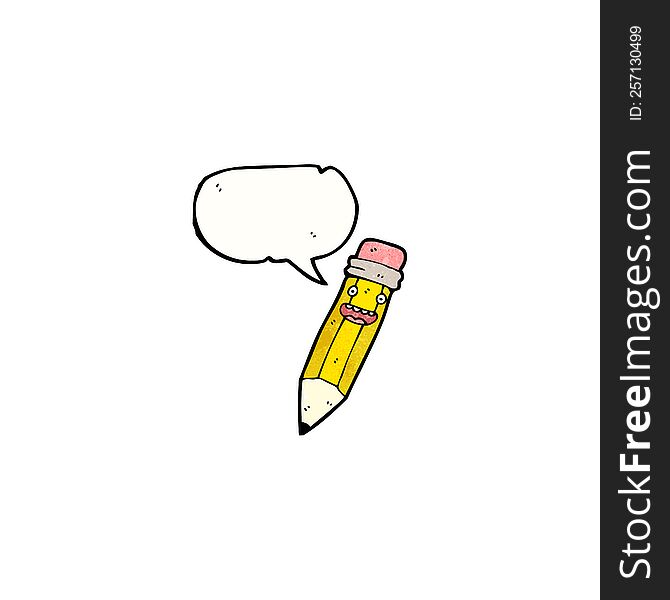 Cartoon Pencil With Speech Bubble