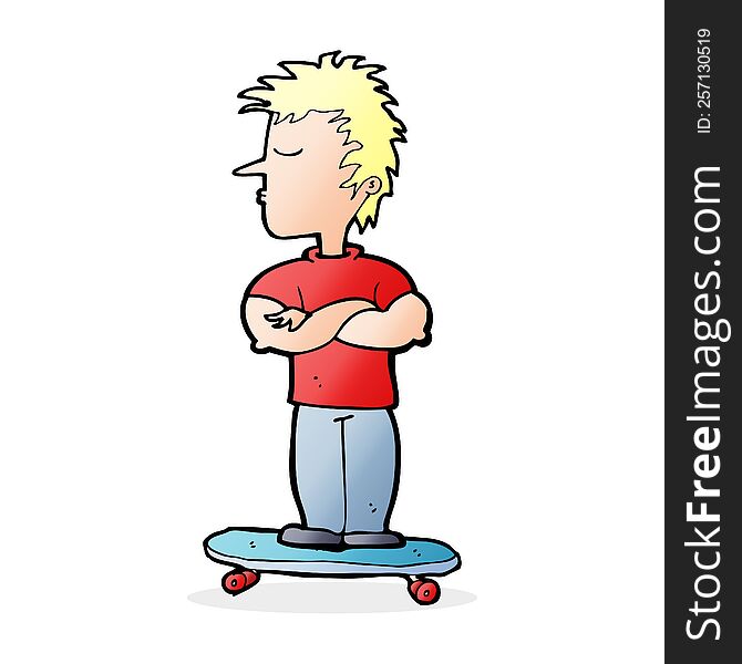 Cartoon Arrogant Boy On Skateboard