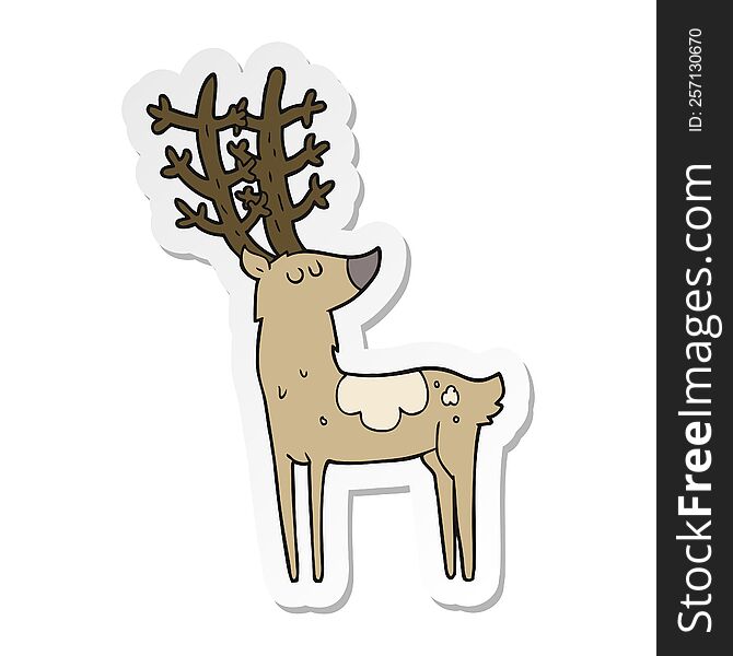 Sticker Of A Cartoon Stag