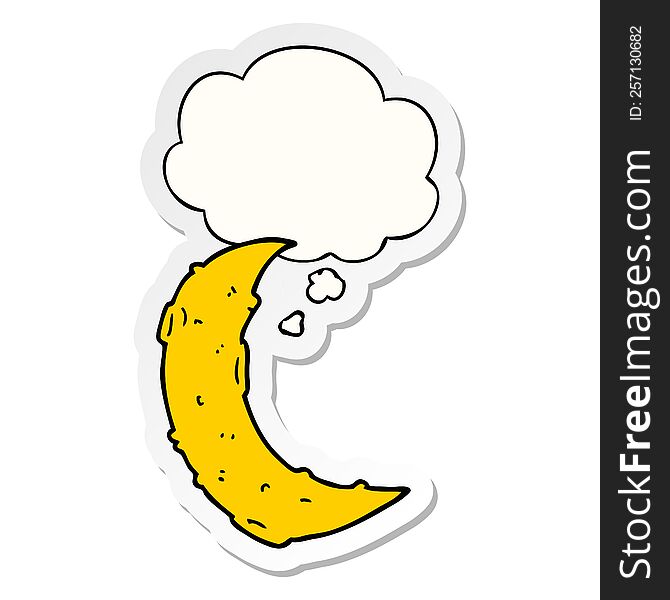 Cartoon Moon And Thought Bubble As A Printed Sticker