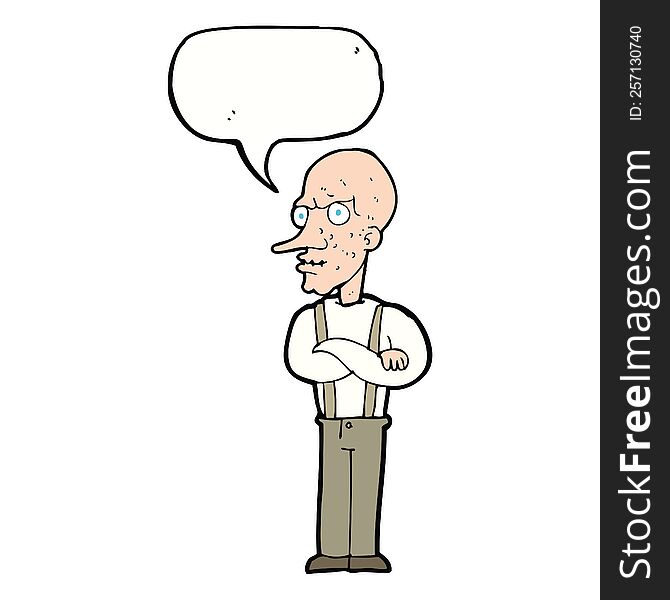 Cartoon Mean Old Man With Speech Bubble