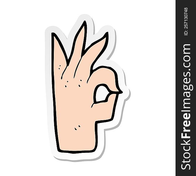 sticker of a cartoon okay hand gesture