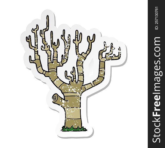 Distressed Sticker Of A Cartoon Winter Tree