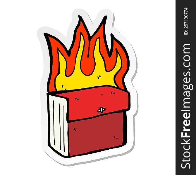sticker of a cartoon burning business files