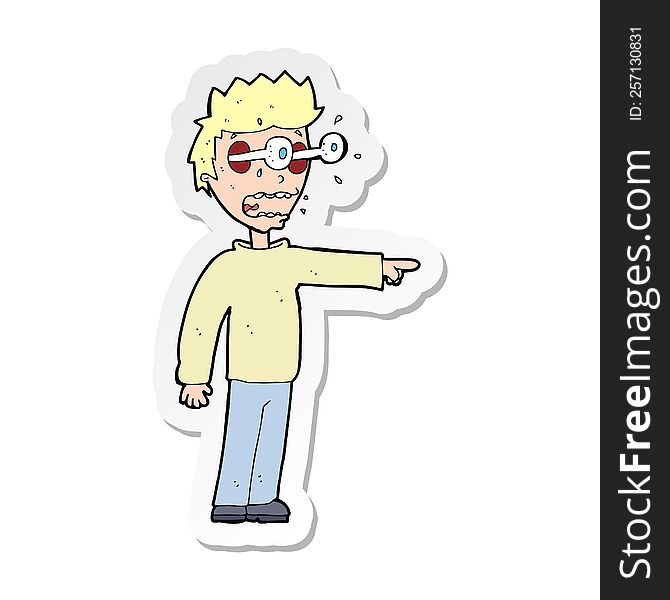 Sticker Of A Cartoon Man With Popping Out Eyes