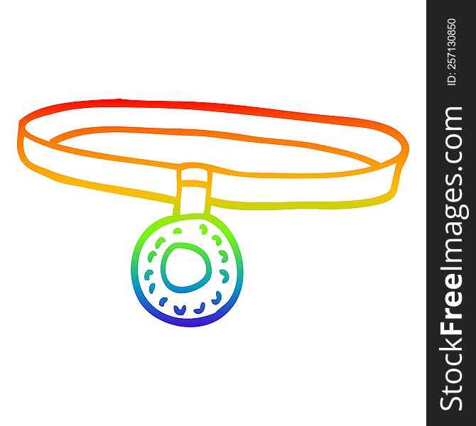 Rainbow Gradient Line Drawing Cartoon Dog Collar