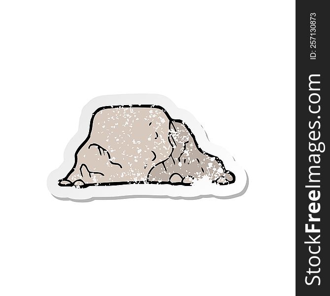 Retro Distressed Sticker Of A Cartoon Rock