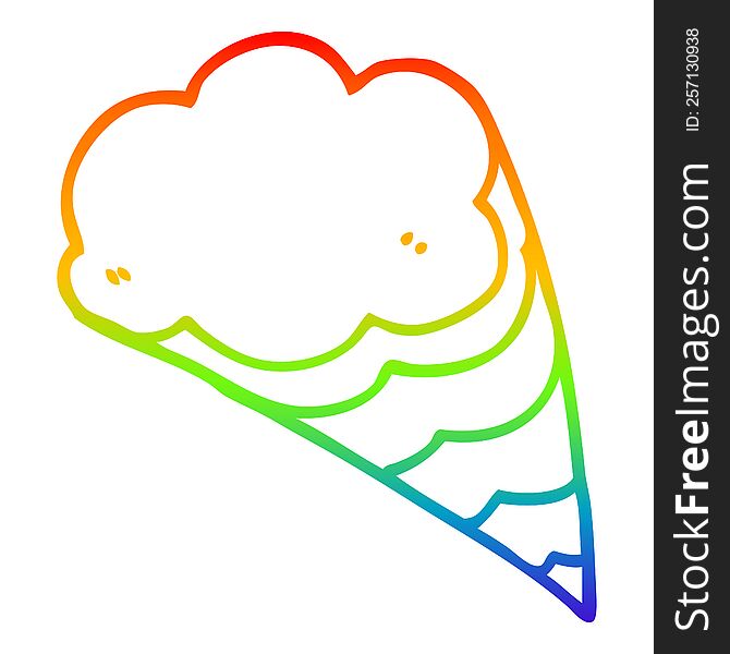 Rainbow Gradient Line Drawing Cartoon Decorative Cloud Element