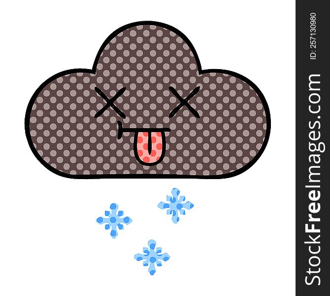 Comic Book Style Cartoon Storm Snow  Cloud