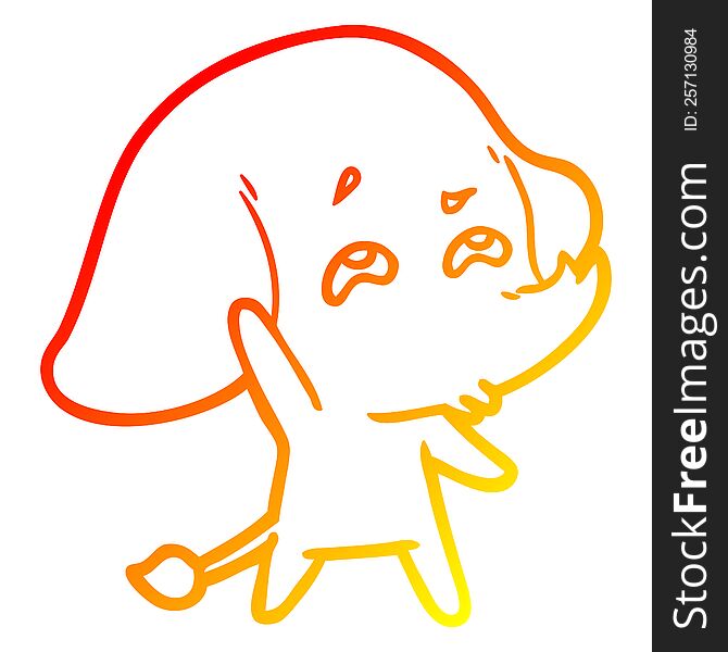 warm gradient line drawing of a cartoon elephant remembering
