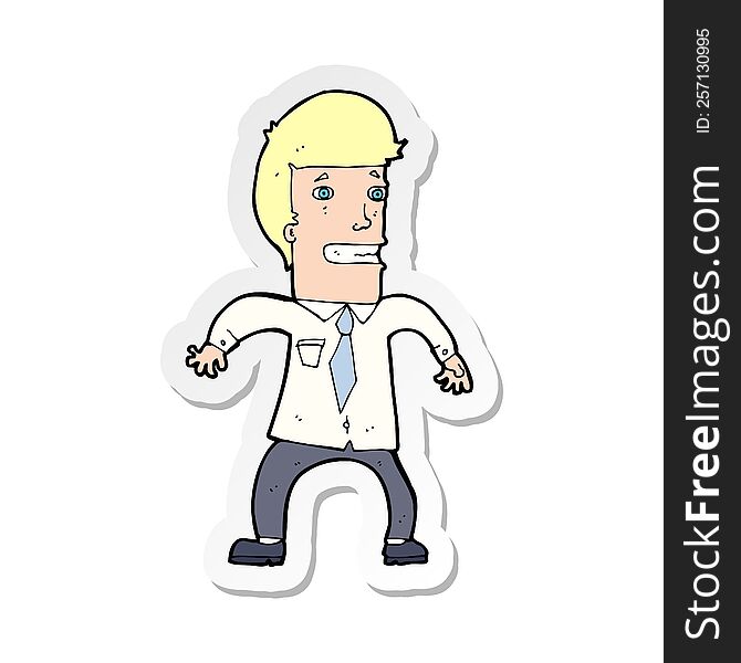 sticker of a cartoon nervous businessman