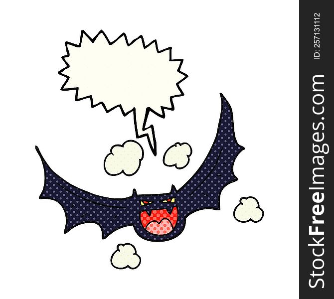 freehand drawn comic book speech bubble cartoon halloween bat