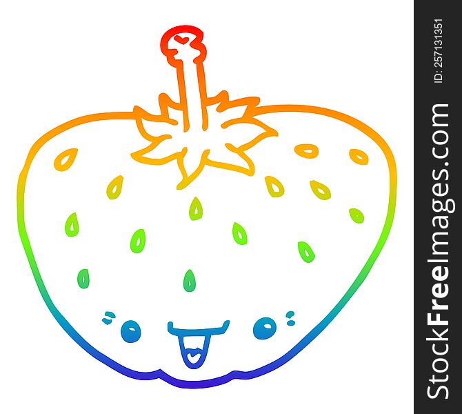 rainbow gradient line drawing of a cartoon strawberry