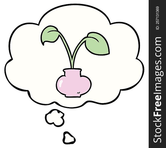 cartoon house plant with thought bubble. cartoon house plant with thought bubble