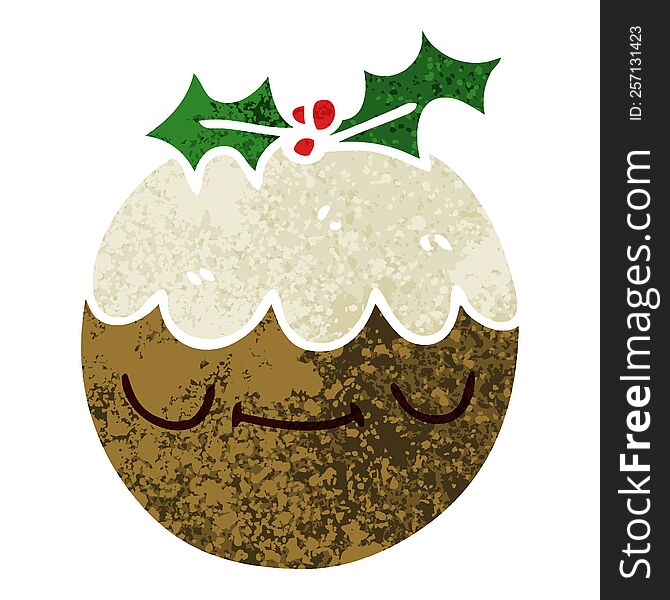 Quirky Retro Illustration Style Cartoon Christmas Pudding