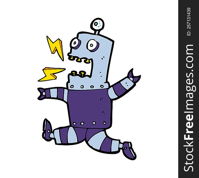 Cartoon Terrified Robot