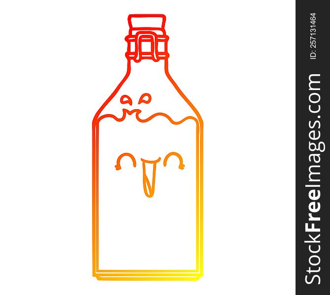 Warm Gradient Line Drawing Cartoon Old Juice Bottle