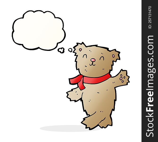 Cartoon Waving Teddy Bear With Thought Bubble