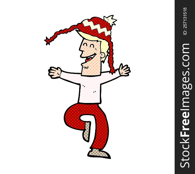cartoon man wearing winter hat