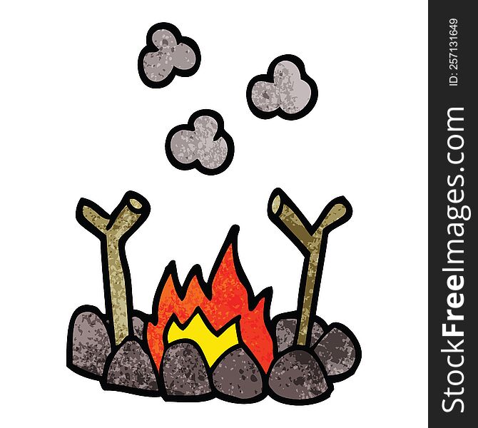 cartoon doodle camp fire