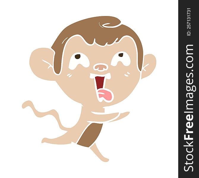 Crazy Flat Color Style Cartoon Monkey Running