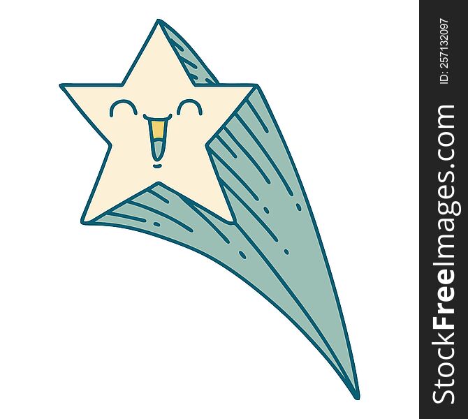 illustration of a traditional tattoo style shooting star