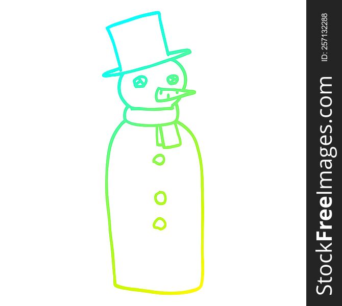 Cold Gradient Line Drawing Cartoon Traditional Snowman