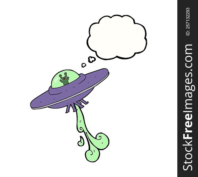 freehand drawn thought bubble cartoon alien spaceship