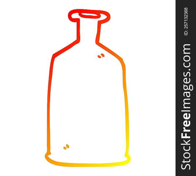 warm gradient line drawing of a cartoon clear glass bottle