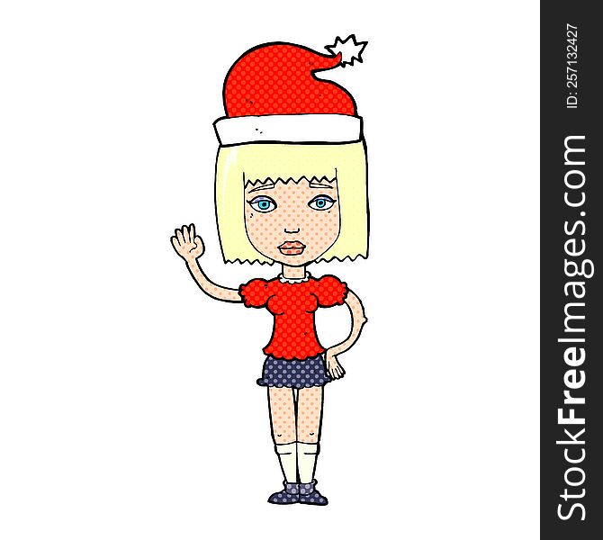 Cartoon Woman Ready For Christmas