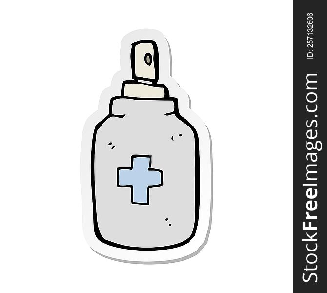 sticker of a cartoon antiseptic spray