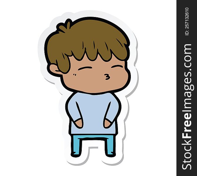 sticker of a cartoon curious boy