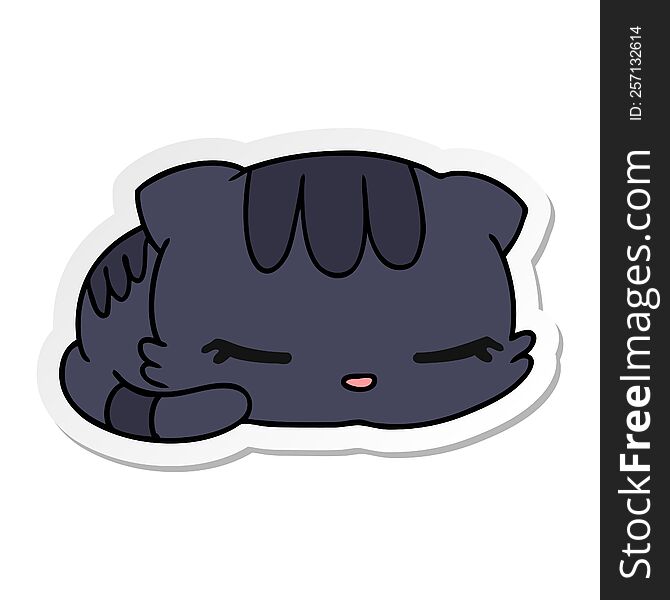 sticker cartoon illustration kawaii cute sleeping kitten. sticker cartoon illustration kawaii cute sleeping kitten